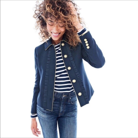 J. Crew Jackets & Blazers - J Crew Navy Ruffle Lady Blazer Size 2